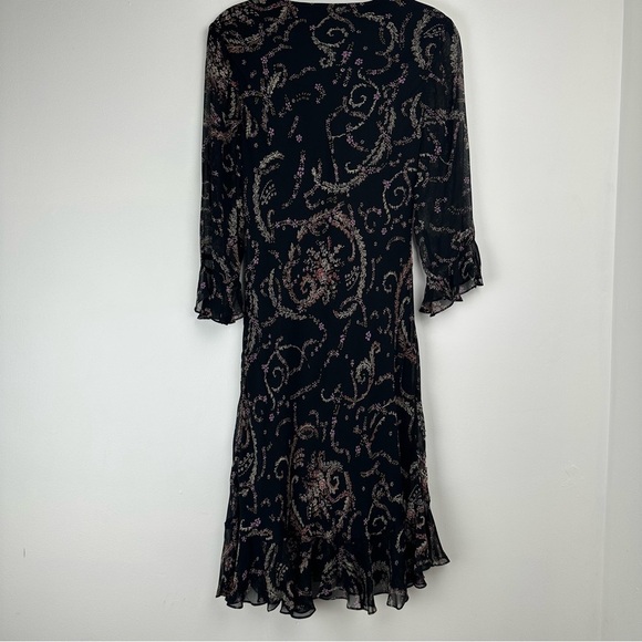 Eva Blue Dress Size 10 Petite Black Floral Y2K Whimsygoth Fairy Beaded - Picture 2 of 8